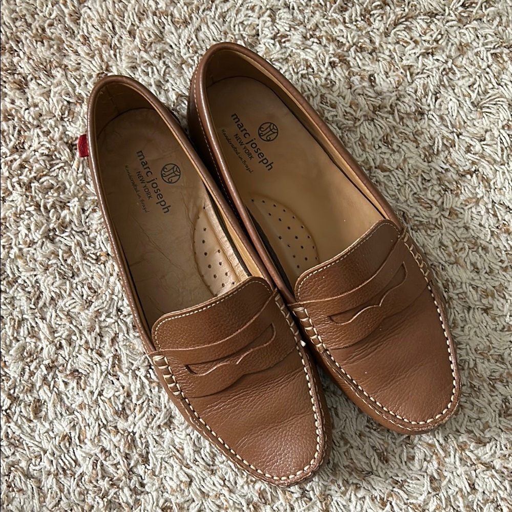 Marc Joseph Brown Leather Loafers Slip-On Style